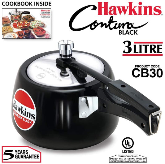 Hawkins Hard Anodised Pressure Cooker, 3-Liter, Contura Black